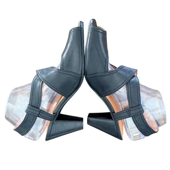 Clarks Black Leather Crisscross Peep Toe Slingback Heels Women Size 8 - Picture 5 of 8